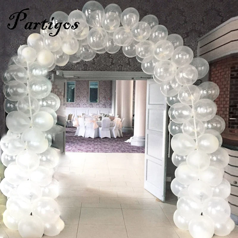 

100pcs/lot 12Inch Clear Latex Balloons Transparent Balloon chain Romantic Wedding Birthday Party Decoration Inflatable Air globo