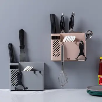 

Wall-mounted Drain Holder Multifunction Kitchen Tableware Spoon Cutter Storage Towel Rack