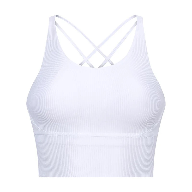 Бесшовный спортивный бюстгальтер Gymwear с ремешками, с перекрестной спинкой, фитнес-кроп-топ, мягкий, высоко гибридное воздействие, ударопрочный, спортивная одежда для тренировка Бег Йога