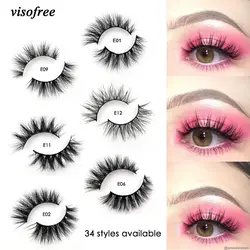 Visofree норковые ресницы 3D норковые ресницы 100% жестокость Бесплатная ресницы ручной работы многоразовые натуральные ресницы Популярные