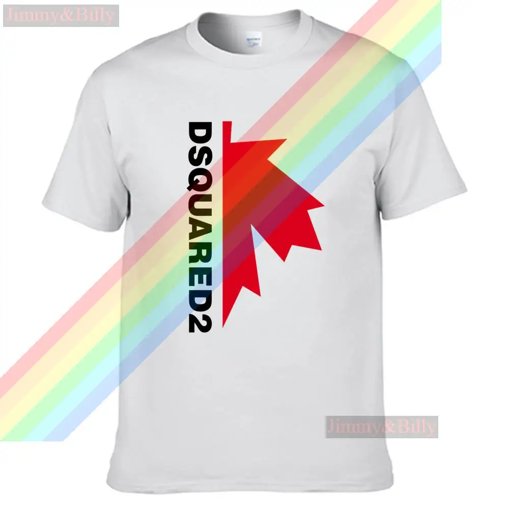 Red Maple Leaf And Black DSQ2 Summer Print T Shirt Clothes Popular Cotton Tees Amazing Short Sleeve Unique Unisex Tops | Мужская одежда