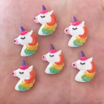 

Resin Kawaii mini Colorful porcelain Unicorn Flatback Cabochon stone 50PCS scrapbook DIY Decor Home Figurine Crafts