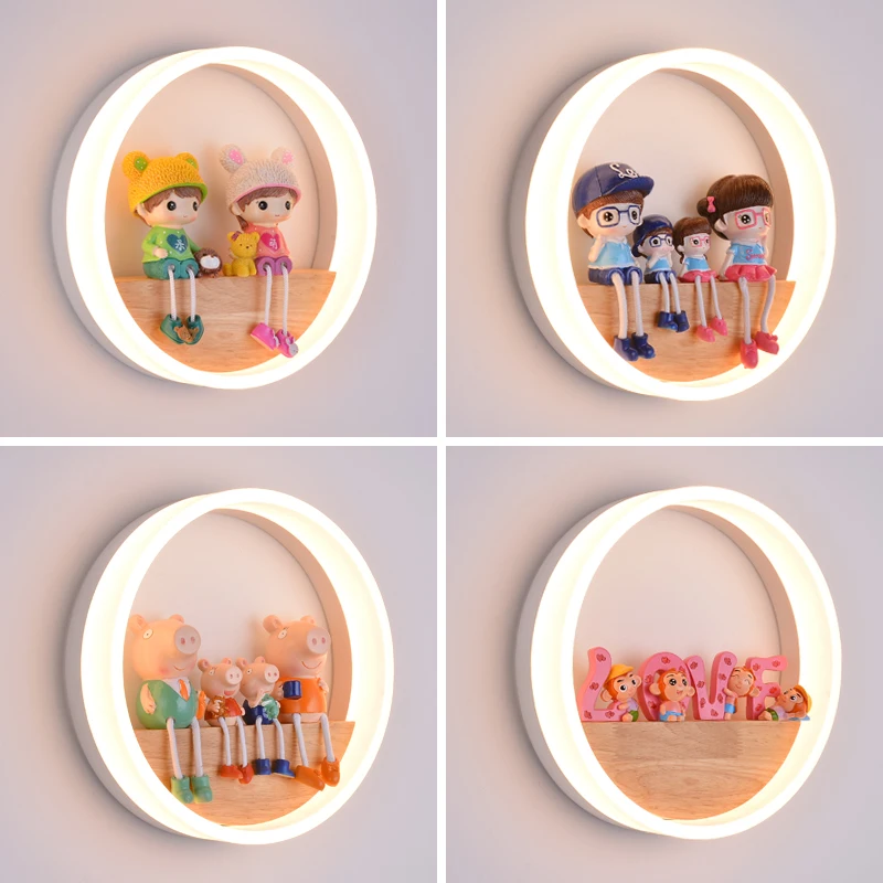 Nordic ring LED living room wall bedroom bedside children cartoon princess room decorative wall lamp
