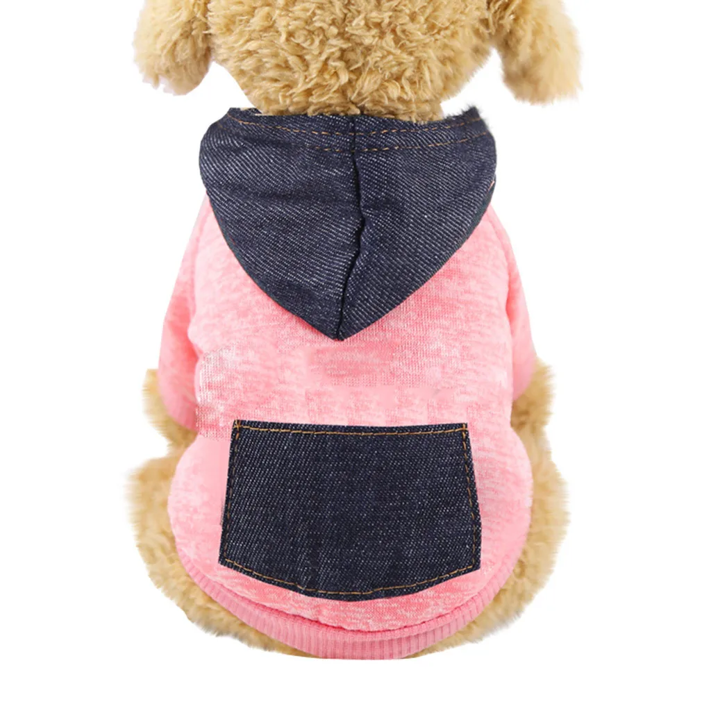 Толстовка с капюшоном для щенка и собаки; Новинка; пуловер с карманами; сезон осень-зима; костюм; модная Милая Удобная теплая одежда; YH - Цвет: Pink