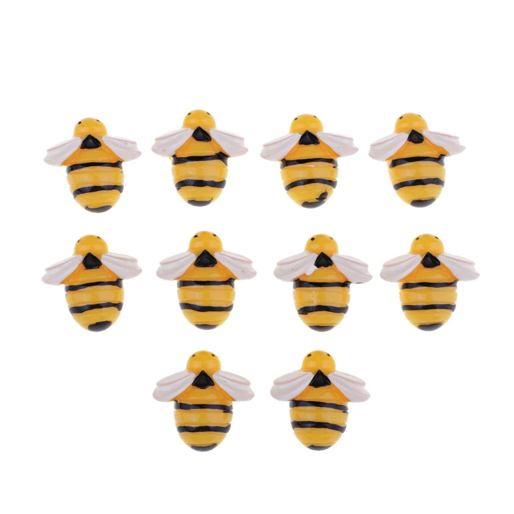 10pcs Mini Bee Shape Resin Flatback Dollhouse Miniature Garden Ornaments