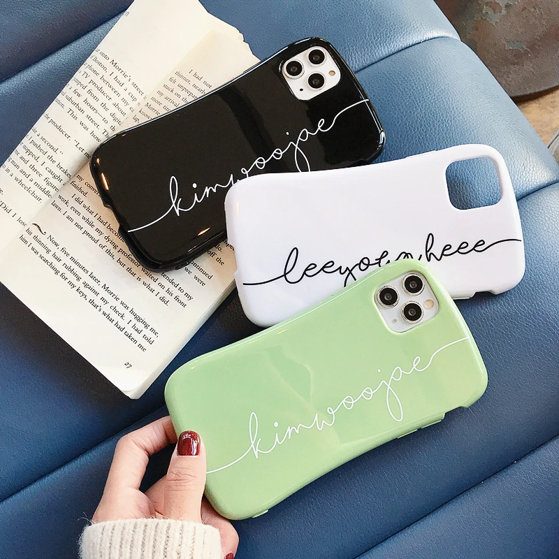 Candy colors Couple alphabet phone case For iPhone 11 11Pro Max XR X XS MAX 6 6S 7 8 PLUS IMD smooth Soft cover coque |