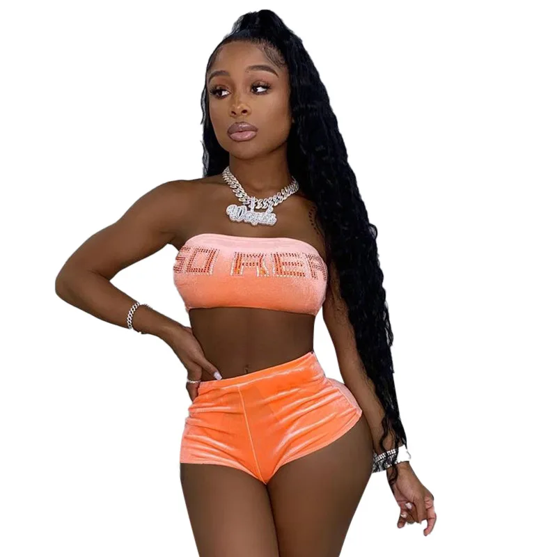 Fashion Strapless Letter Tube Crop Tops 