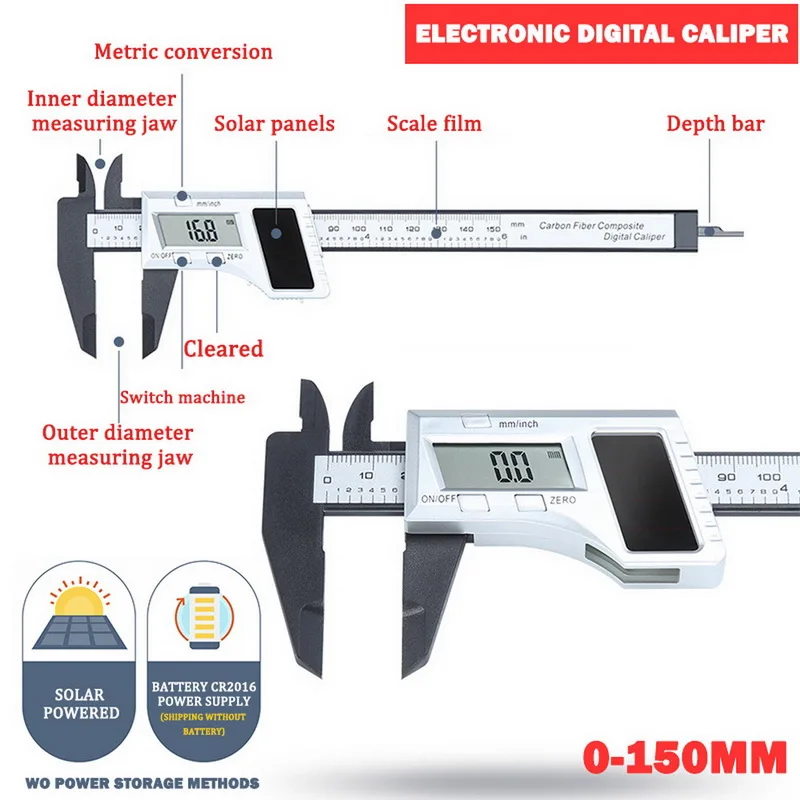 

New Arrival 100mm150mm 6 inch LCD Digital Electronic Vernier Caliper Gauge Micrometer Measuring Tool