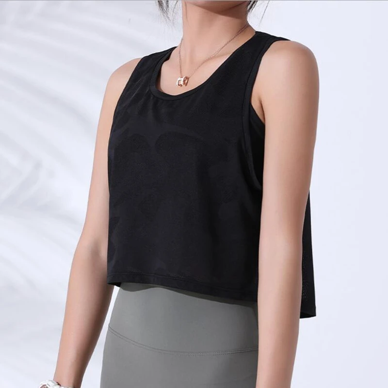 Yoga Top Yoga Shirt Sports Shirt Sports Tank Women Camouflage Running Vest Fitness Crop Top Sleeveless Mesh Yoga Shirts Breathable Workout Gym Tank Tops Female Sportswear