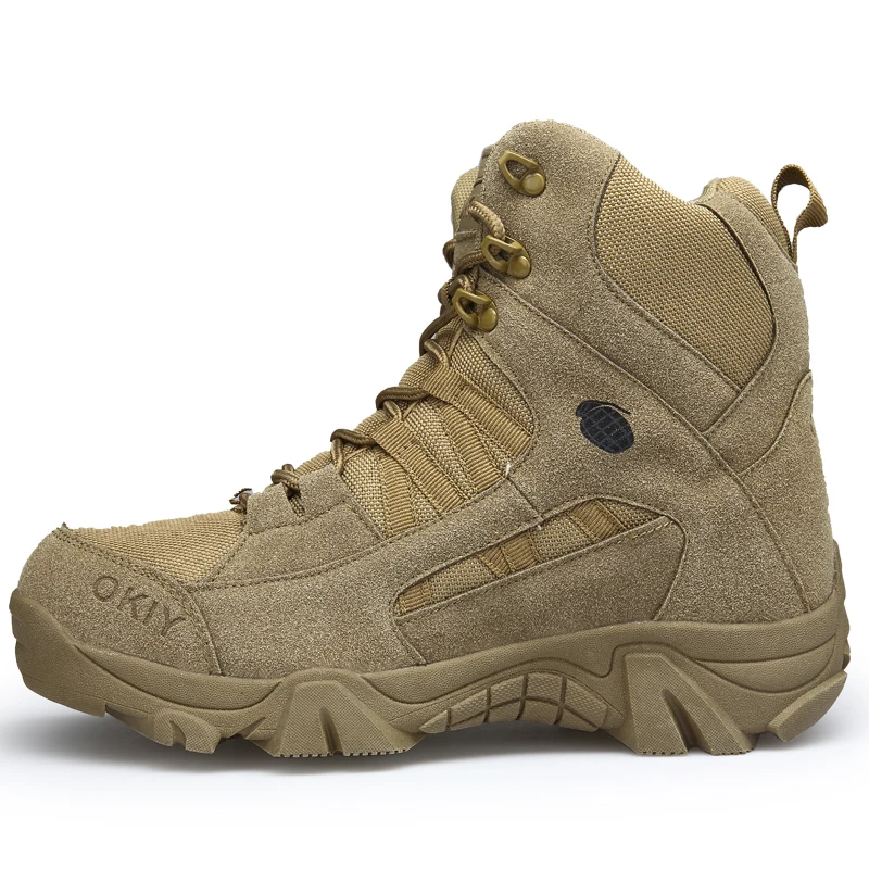 Для мужчин военный десант Армейские ботинки мужской для тренировок на улице, походы обувь кроссовки для Для мужчин нескользящая подошва спортивные сапоги в стиле «милитари» - Цвет: DBrown