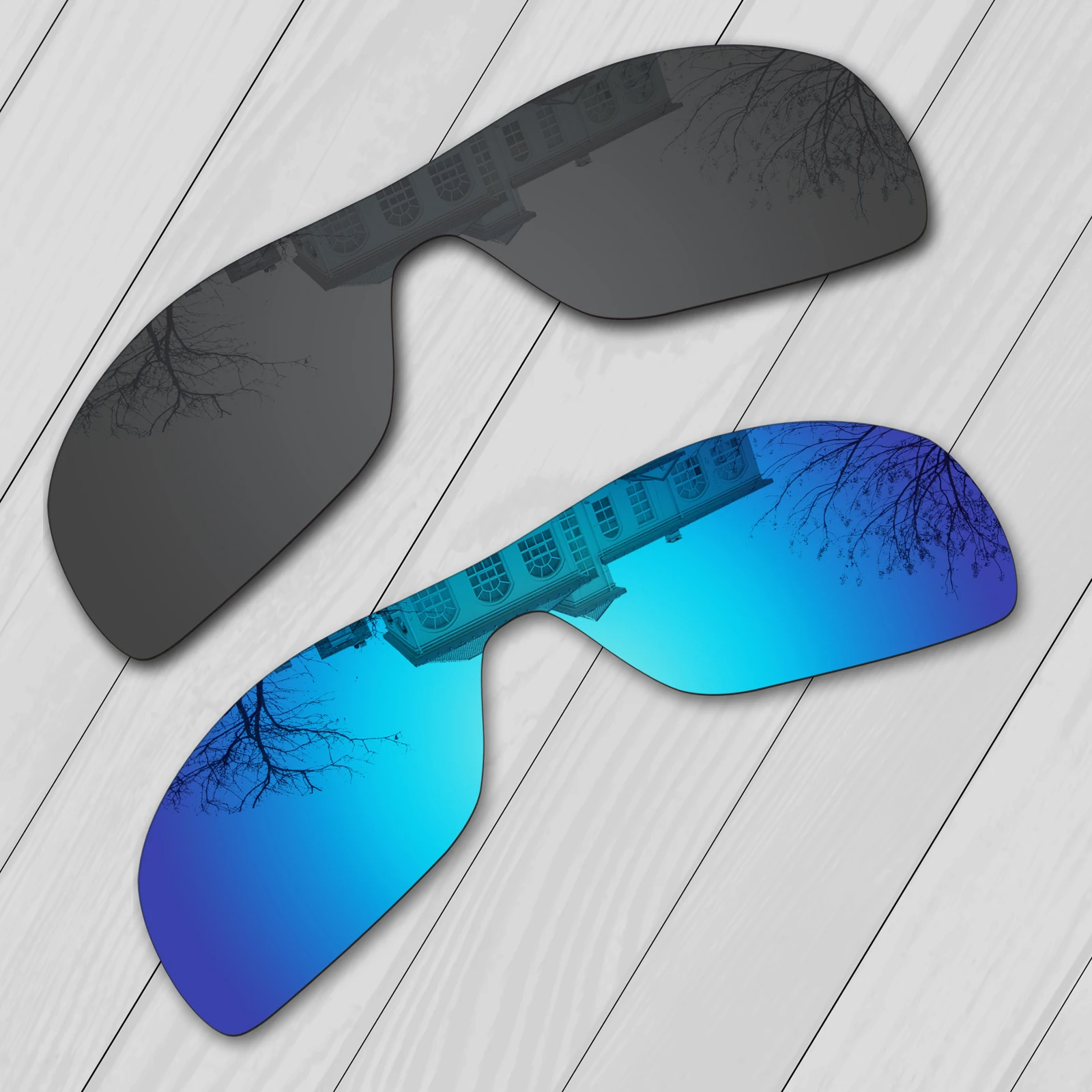 E.o.s 2 Pieces Black & Ice Blue Polarized Replacement Lenses For Oakley