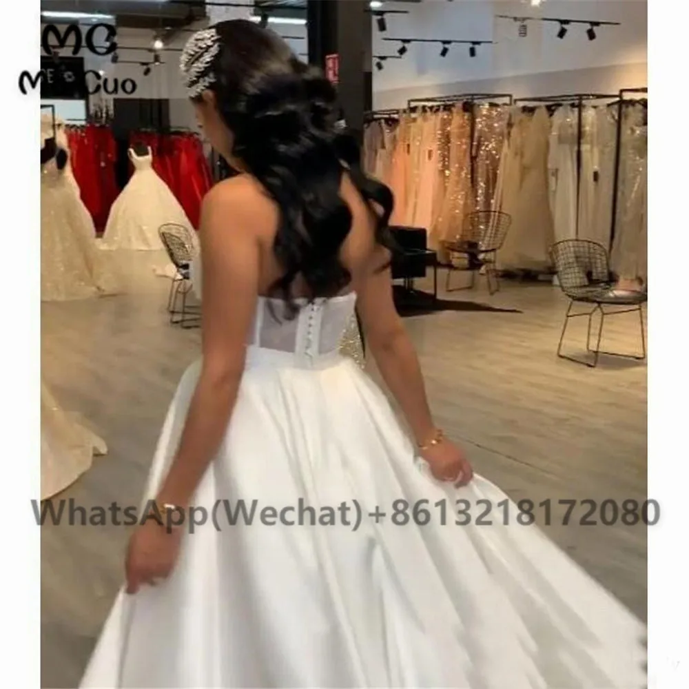 Lace Stain Women Wedding Jumpsuit with Removable Skirt 2020 Strapless Abiye Bride Wedding Gowns with Pant Suit Deane Lita (3)