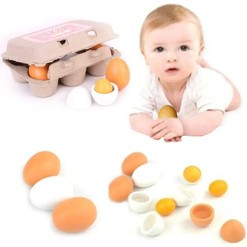 

Educational Egg Toys Yolk Pretend Play Toy Yolk Child Gift Wooden Eggs Kitchen Food Kid Kids Sfe Children Non-Toxic Games