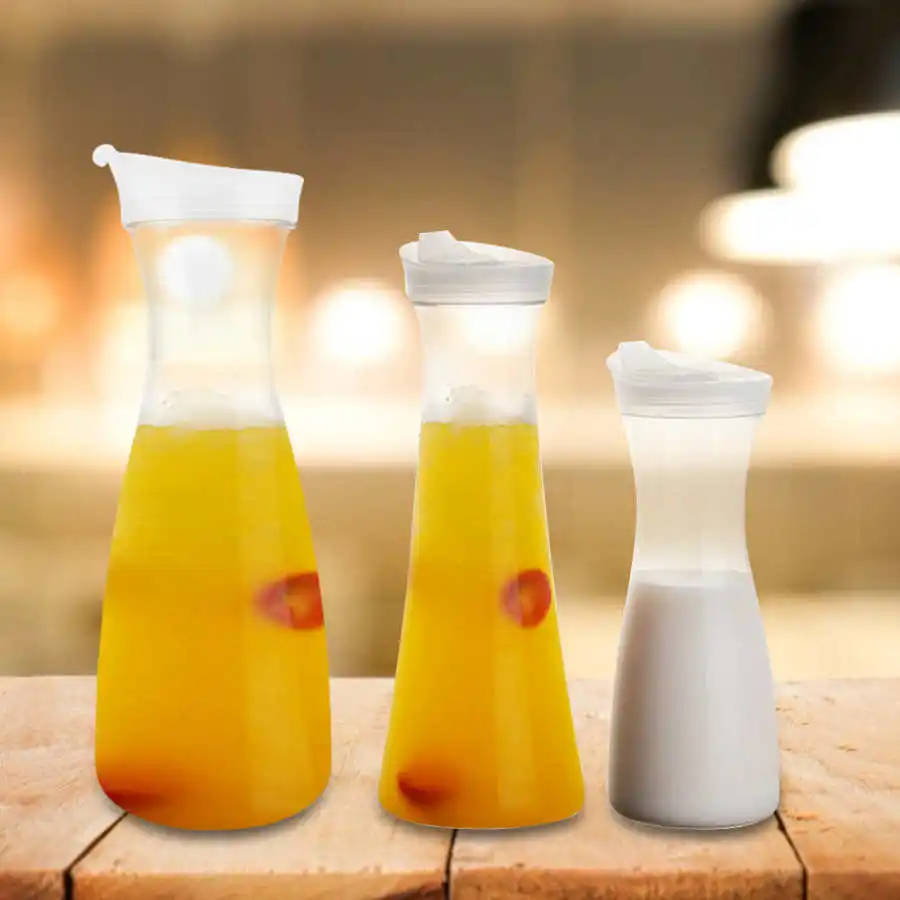 Water Bottle 600/1000/1600Ml Reusable Acrylic Lids Oil Milk Coffee Tea Cup Plastic Powder Shake
