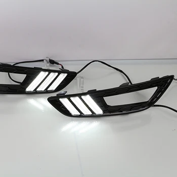 

Car Flashing 2Pcs DRL For Ford Focus 4 2015 2016 2017 2018 DRL daytime running lights with Turn Signal Yellow car styling