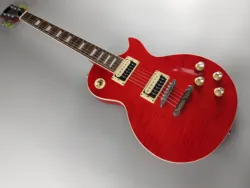 Guitare électrique à motif tigre dégradé bordeaux, corps d'acajou, touche en bois de rose, en stock, expédition rapide 