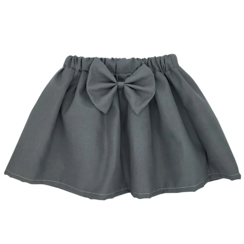 WEIXINBUY/10 стилей, мини-юбка для малышей Милая плиссированная пышная Однотонная юбка с бантом для маленьких девочек юбки для новорожденных девочек от 0 до 6 месяцев - Цвет: Темно-серый
