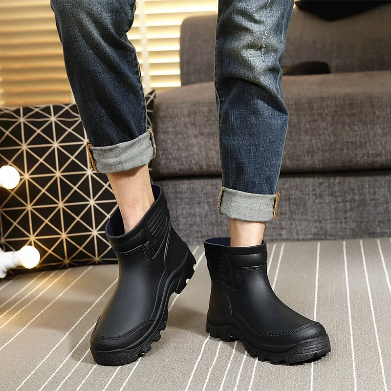 

Taiwan Rain Shoes Environmentally Friendly Material Oil Resistant Acid-base Men Short Rain Boots Export Anti-slip Water Jacket S