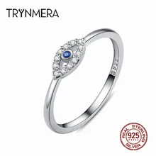 Обручальное 925 пробы Серебряное кольцо на палец от сглаза кольца с голубыми кристаллами для женщин обручальные кольца ювелирные изделия из стерлингового серебра