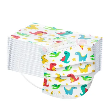 

50PC Children's Mouth Masks Disposable Face Mask Lovely dinosaur print 3Ply Ear Loop Dust Proof Mouth Cover Facemask Mascarar