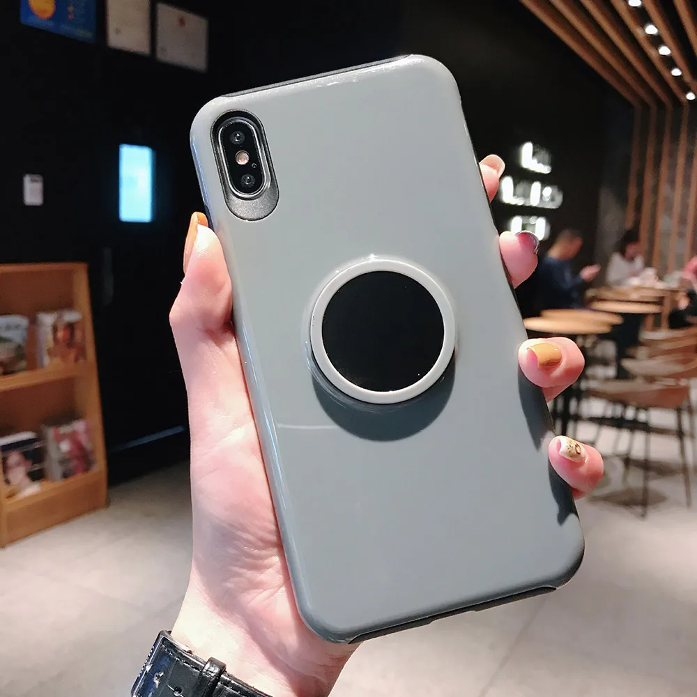 BFOLLOW зеркальная подушка безопасности корпус розетки для iPhone 6 6s 7 8 Plus X XR XS Max 11 Pro Max жесткий чехол из ПК с магнитной задней подставкой - Цвет: Серый