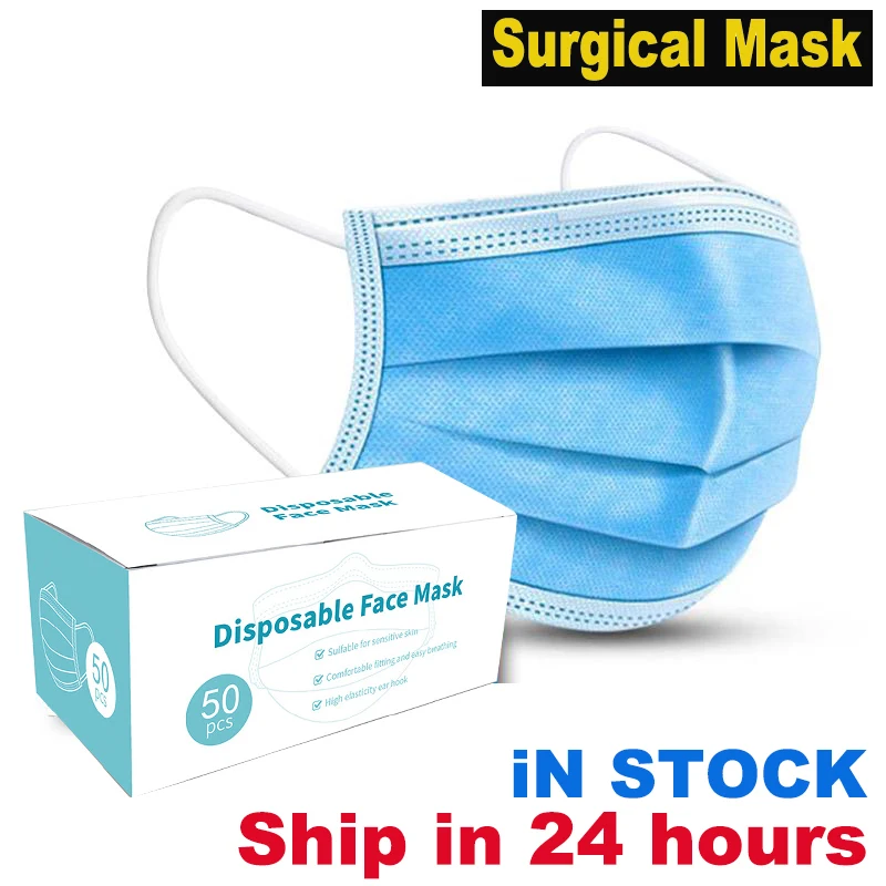 

Non Woven Disposable Face Mask 3 Layer Disposable Safety Elastic Facial Dust-Proof Safety surgical mask Masks Filter