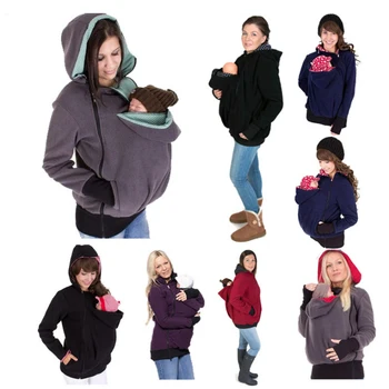 

V-TREE Mother Kangaroo Hoodie Sweater Jacket Maternity Clothes Thicken Coat For Pregnant Women Parenting Child Winter 2020 Brand