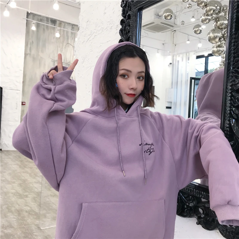 Новая зимняя Женская толстовка из плотного бархата с капюшоном ulzzang Harajuku винтажная модная Свободная Повседневная шикарная Женская толстовка