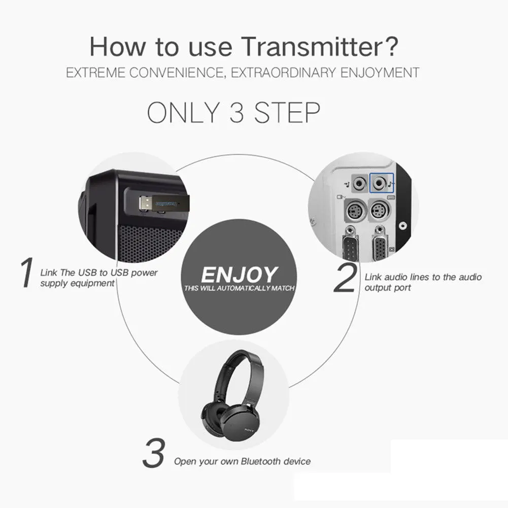 

Wireless Bluetooth Transmitter Stereo Audio Music Adapter for TV Phone OUJ99
