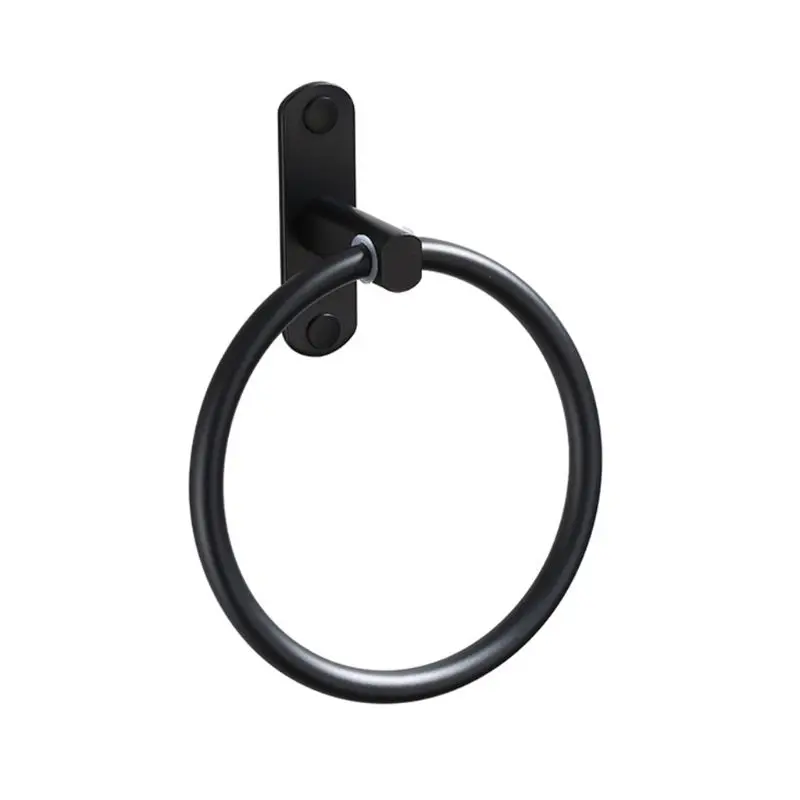 Black Space Aluminum Towel Holder Round Bath Towel Ring Wall Mounted