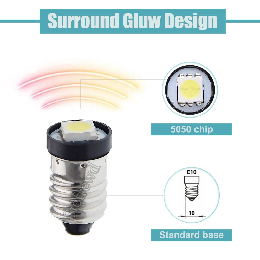 2Pcs  LED  3V 3 Ʈ ̴  E10  ڷ   Ǳ      ̿ 1447