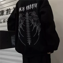 

FAKUNTN Oversized Hoodie Girls WhiteCool Couple Gothic Streetwear Womens Spring Streetwear Black High Street Sweatshirts
