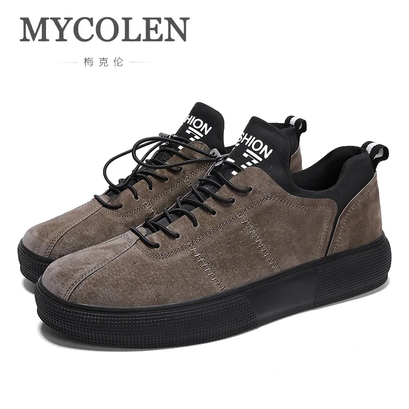 MYCOLEN/Роскошные мужские кожаные кроссовки на шнуровке; повседневная мужская обувь на плоской подошве с защитой от трения; сезон осень-зима; zapatillas hombre; повседневная обувь