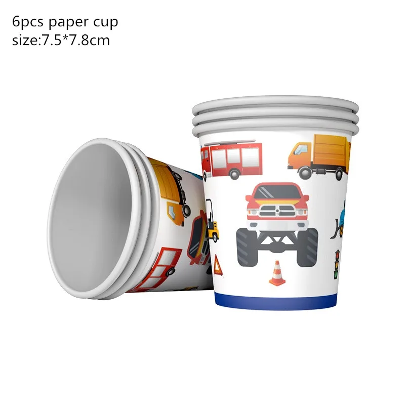 Детский мультфильм инженерный грузовик тема вечерние украшения посуда тарелка шар бумажный Кубок баннер для детей день рождения принадлежности - Цвет: 11