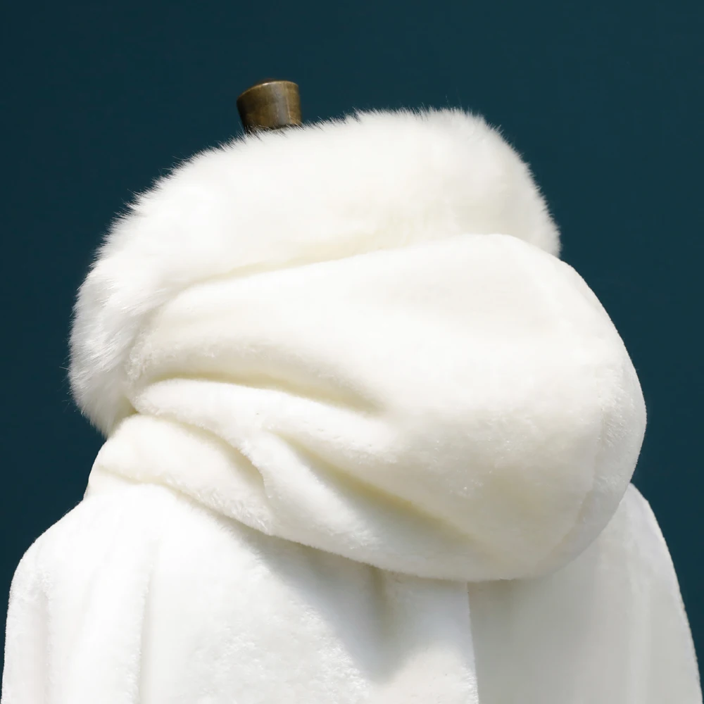 Winter Long warm Wedding capes white wedding cloak Floor Length Bride shawl Faux fur cape coat adult Bridal Wrap