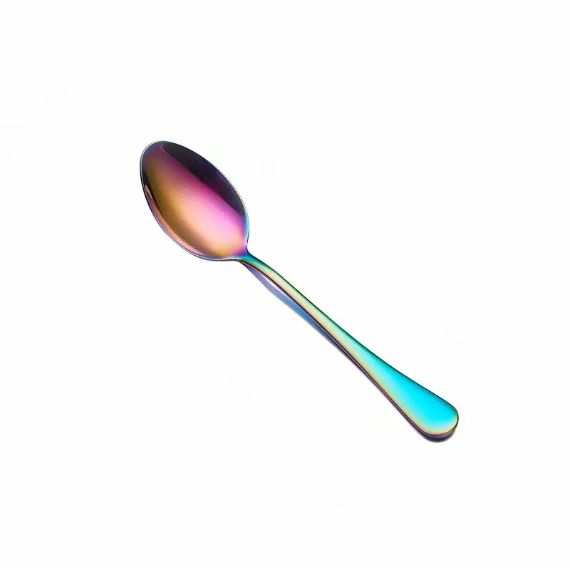 dinner spoon Spklifey Cutlery Set Stainless Steel Dinnerware Rainbow Stainless Steel Spoon Set Fork Spoon Knife Steel Cutlery Dinnerware Set - Color: dinner spoon
