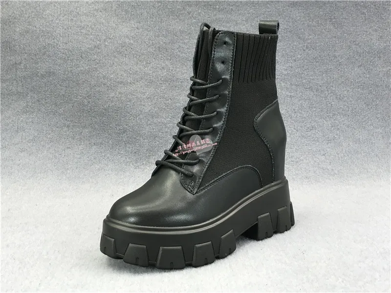 

Increase Boots 2019 Winter Water Platform Cowhide High With Short Boots
