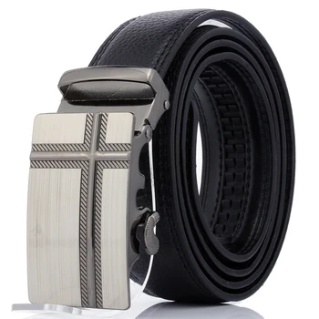 

Men Sliding Buckle Adjustable Designer Automatic Business Leather Belt Ratchet