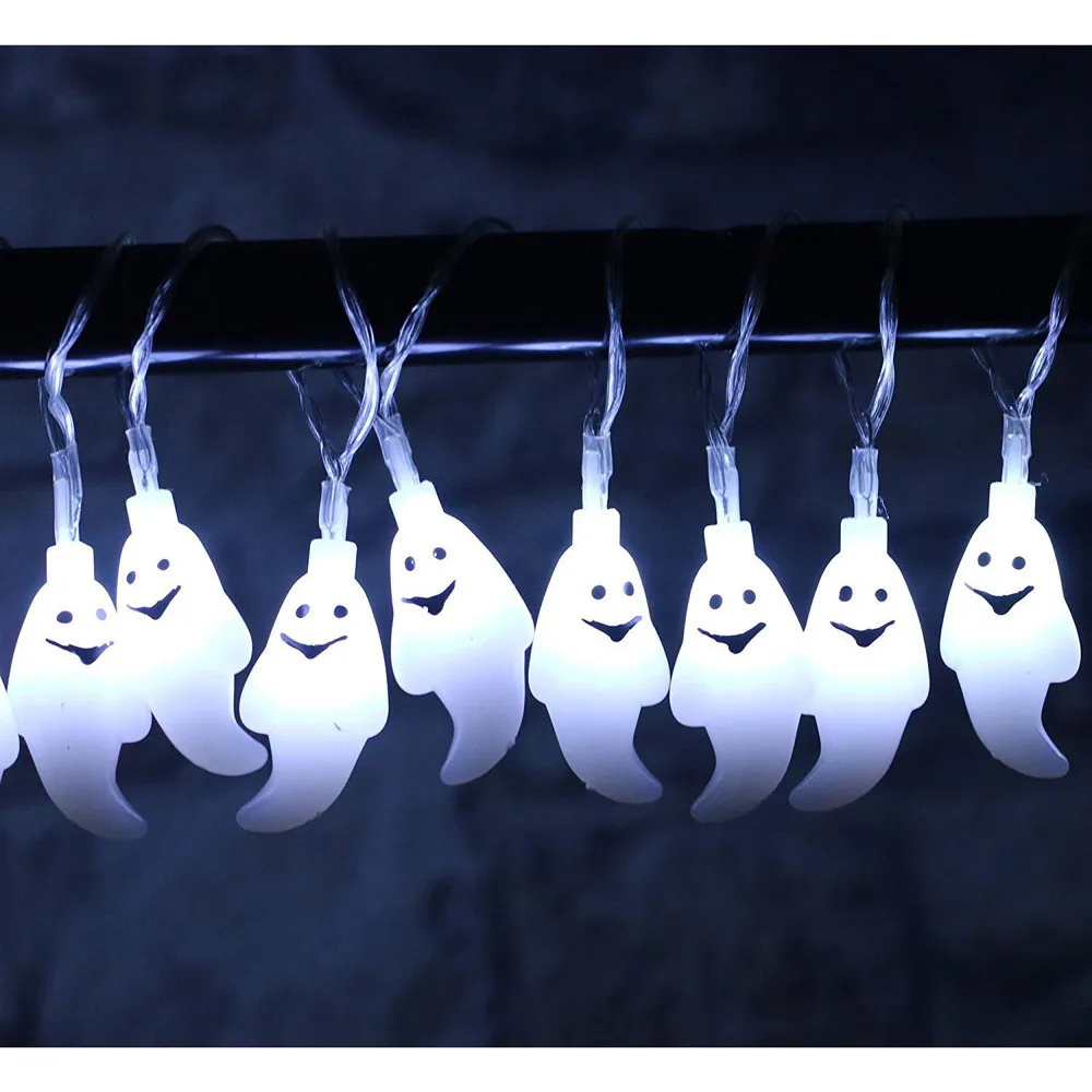 Лампочки для Хэллоуина гирлянда 2.5m20LED Ghost аккумуляторные фонари с пультом дистанционного управления вечерние Сад Рождество Праздник 19AUG26