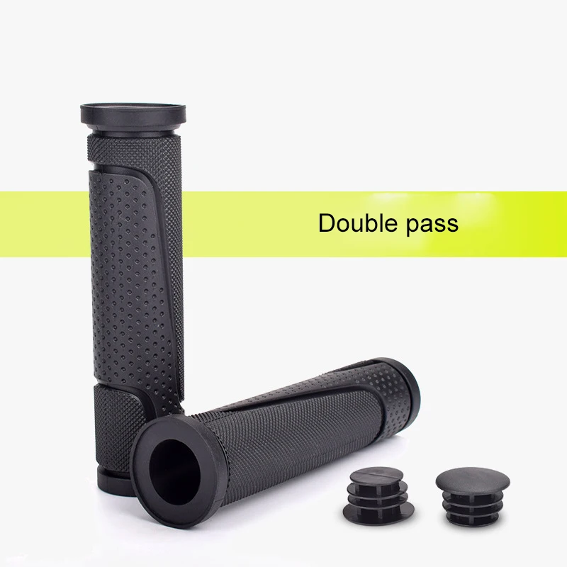 double pass Велосипедные рукоятки на руль, резиновый чехол BMX MTB, велосипедные ручки для горного велосипеда, противоскользящие велосипедные рукоятки, фиксированная передача, велосипедные части, замок - Цвет: double pass