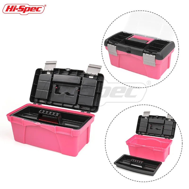 

Hi-Spec 10" 12.5" Heavy Duty Plastic Tool Box Organizer Storage with Tray Small Toolbox Dura Plastic Case Car Storage Box TB001