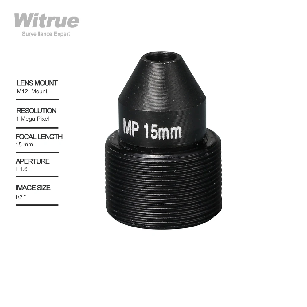 Witrue HD Pinhole Lens 15MM M12*0.5 Mount 1/2  F1.6  28.3 degree for Mini Security Cameras