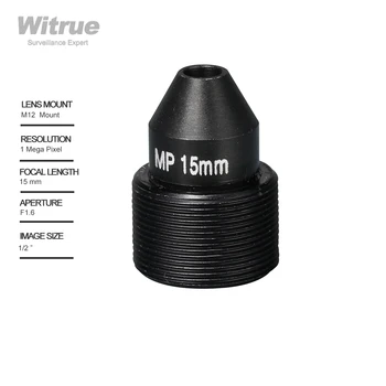 Witrue 미니 보안 카메라용 HD 핀홀 렌즈, 15mm M12 * 0.5 마운트, 1/2 인치 F1.6 28.3 도