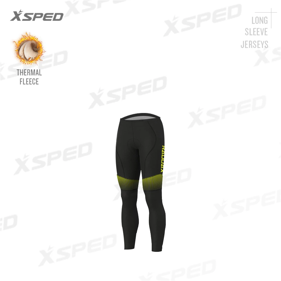 Pants Мужская одежда для велоспорта, комплект из Джерси с длинным рукавом, зимняя куртка из теплого флиса для горного велосипеда, командная форма, теплый костюм флуоресцентного желтого цвета - Цвет: Pants