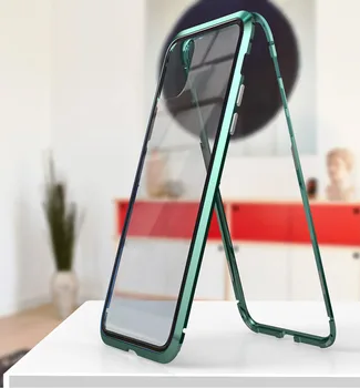 

Magnetic Adsorption Detachable Magnetic Metal Frame + Tempered Glass Hard Case For Phone Case for iPhone x xs xr xsmax