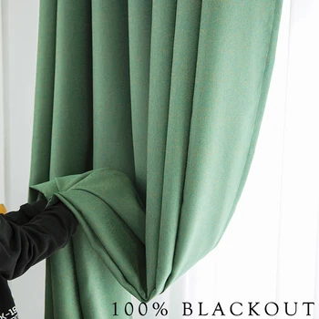 

100% Blackout Curtains for Living Room Bedroom Modern Curtain Drapes Window Doors Home Decor High Shading
