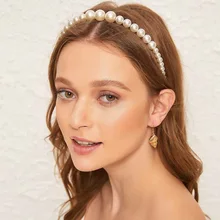 Vintage White Faux Pearl Hairband Princess Temperament Alloy Hair Accessories for Women Bride Headpiece  Luxury Jewelry Gift