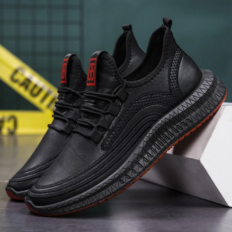 

Autumn And Winter New Style Waterproof Soft Leather MEN'S SHOES Korean-style Trend of Fashion Casual Sports Shoes Versatile Blac
