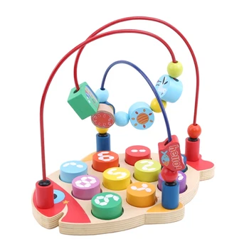 

Wooden Children's Toy Kids Educational Toy Baby Doll String Of Beads Game Mini Beads Around Animal Chassis Mathematics Toy