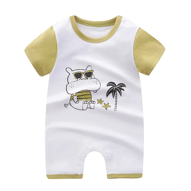 Baby Bodysuits comfotable Newborn Baby Rompers Cartoon Print Baby Boy Girl Romper Short Sleeve Baby Clothes Cotton Summer Pajamas Playsuit Cute Infant Baby Girls Romper Baby Rompers